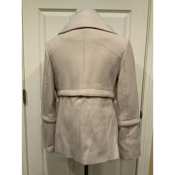 Elie Tahari Cream Double Breasted 100% Wool Pea Coat, Size 6 - Picture 8 of 11